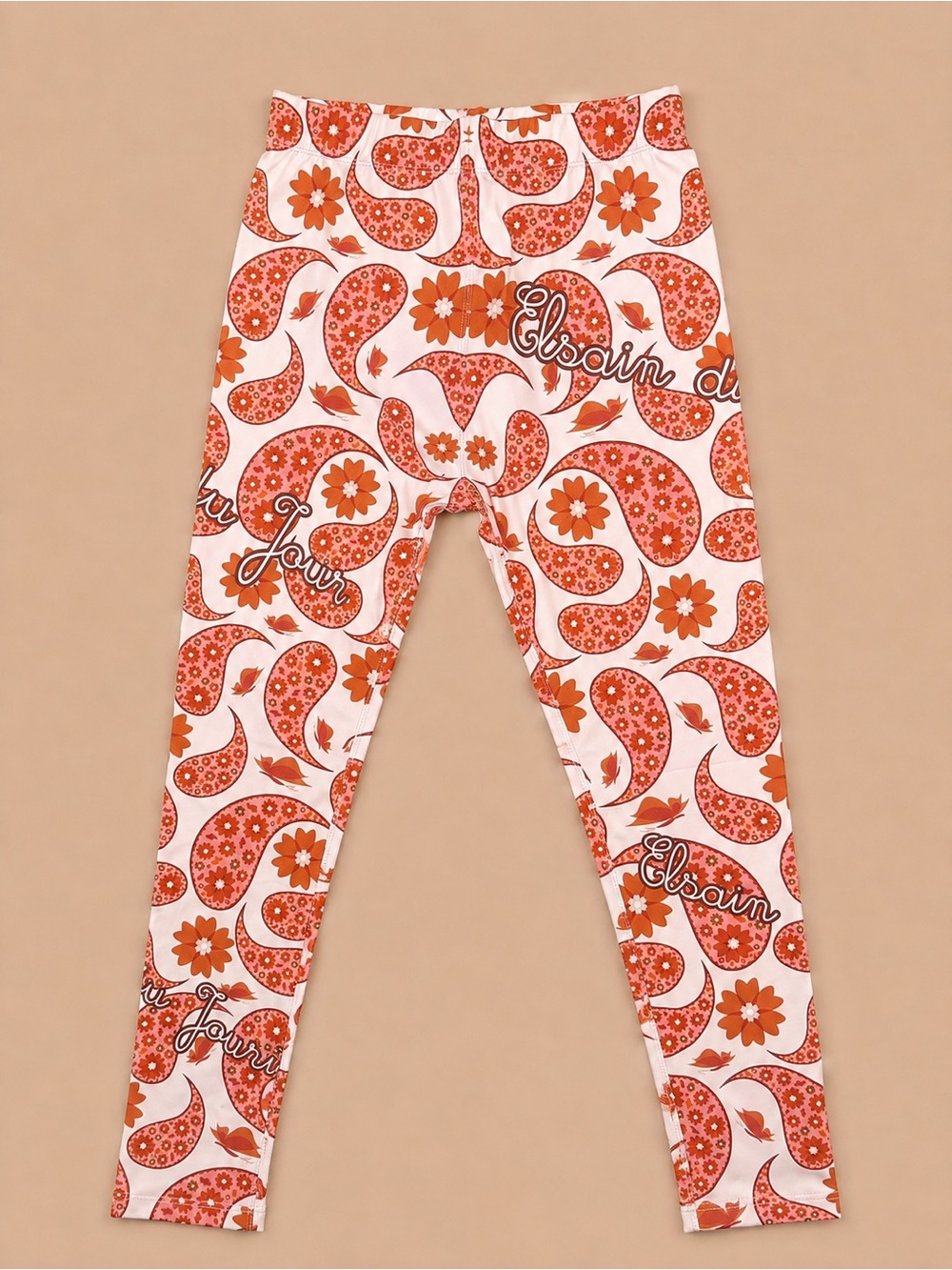 Elsain Du Jour Orange Paisley Print Leggings for Women